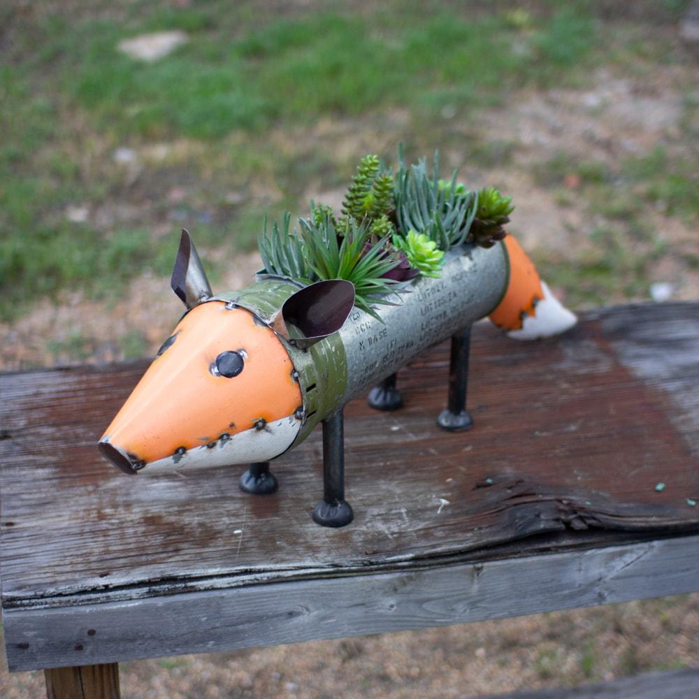 Kalalou Recycled Metal Fox Cooler/Planter