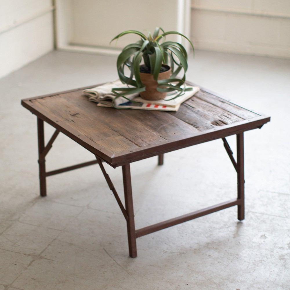 Kalalou Square Repurposed Wooden Tent Coffee Table