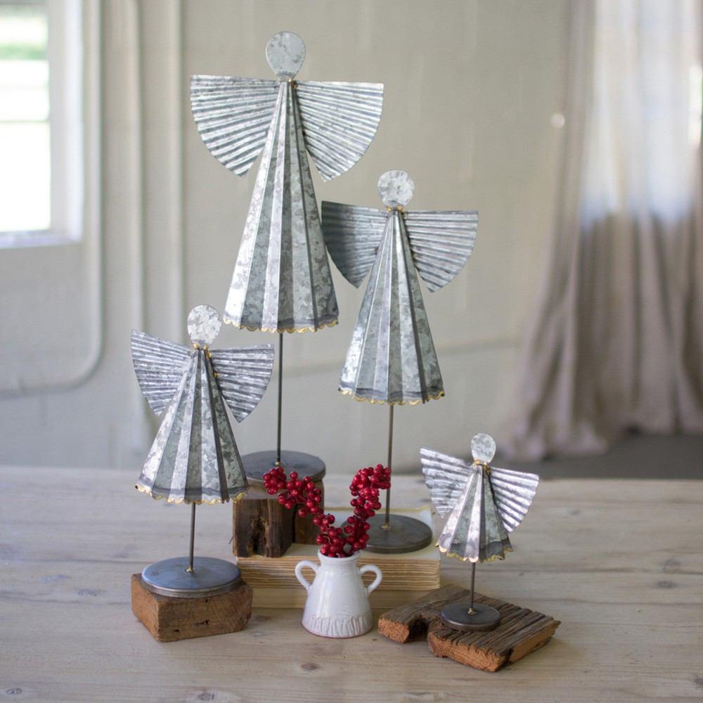 Kalalou Galvanized Angels - Set of 4