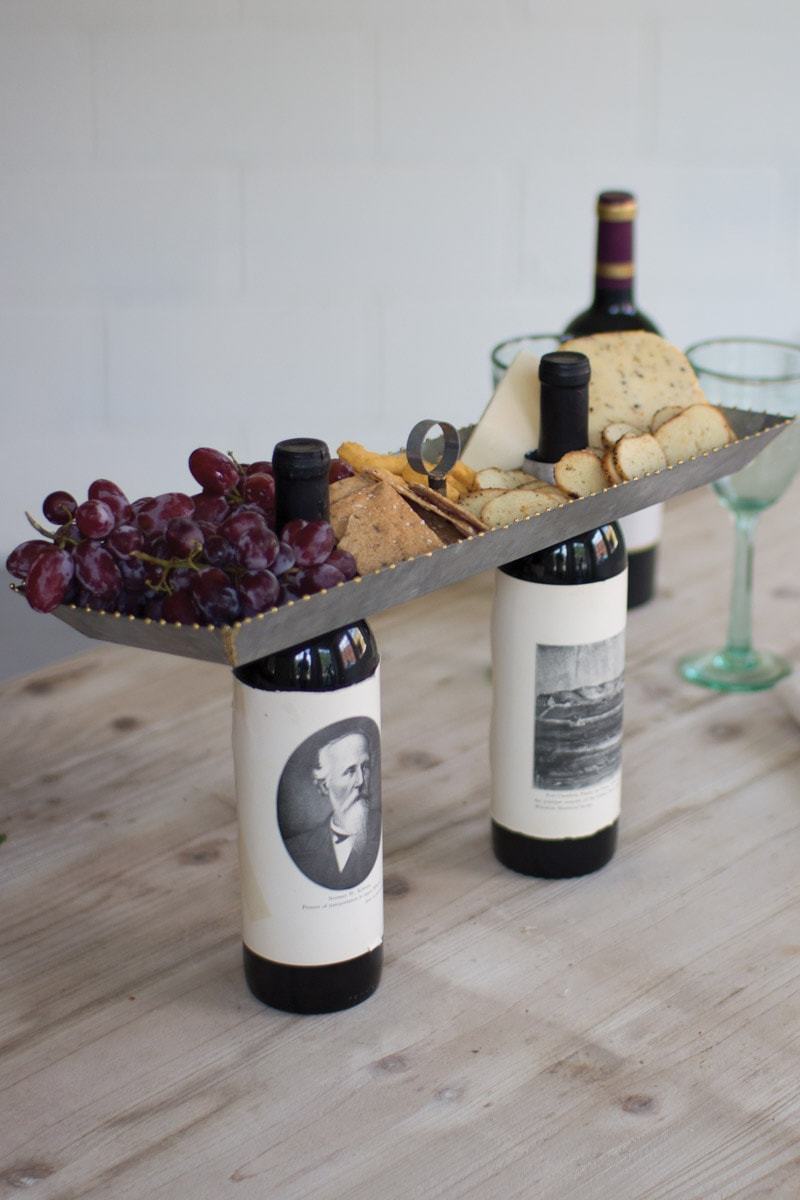 Kalalou Galvanized Double Bottle Serving Topper - Set of 2