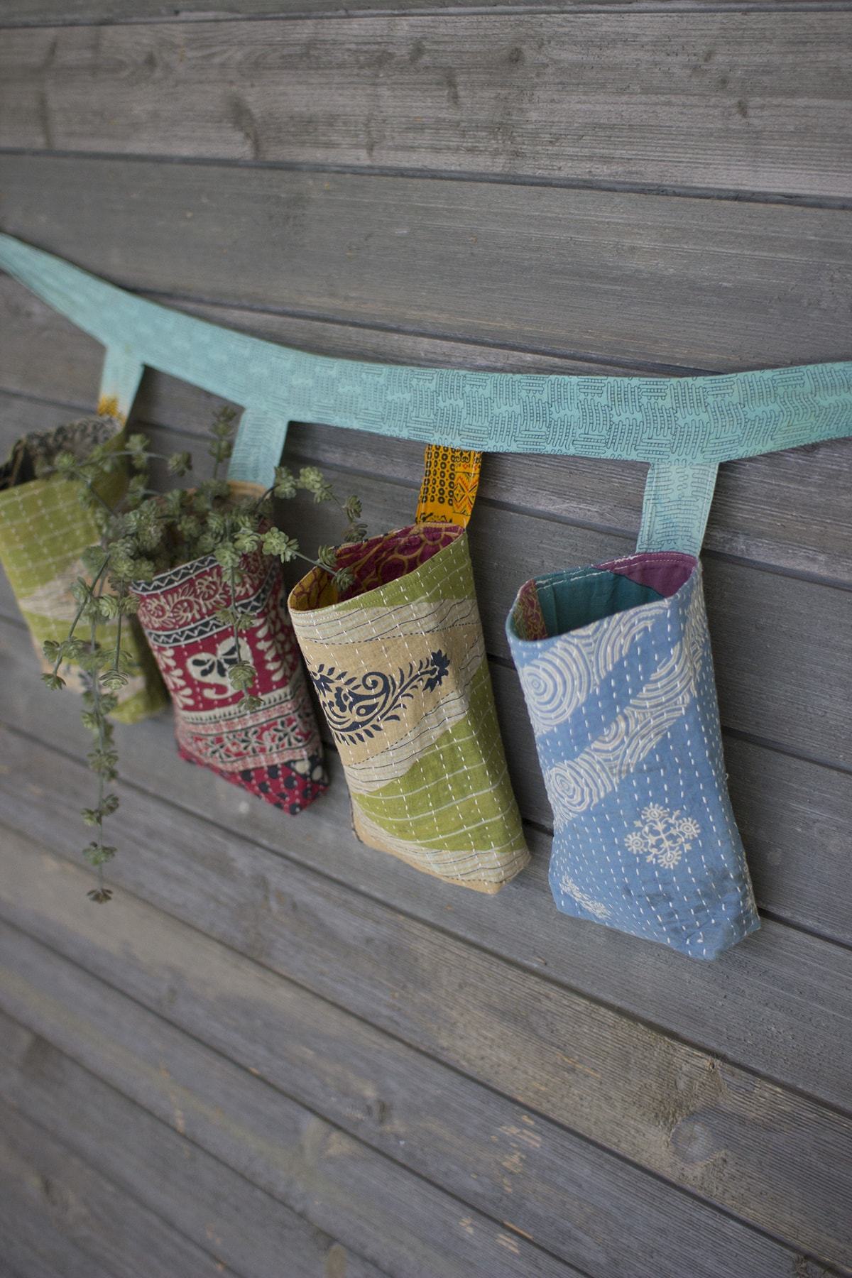 Kalalou Four Pocket Kantha Wall Storage