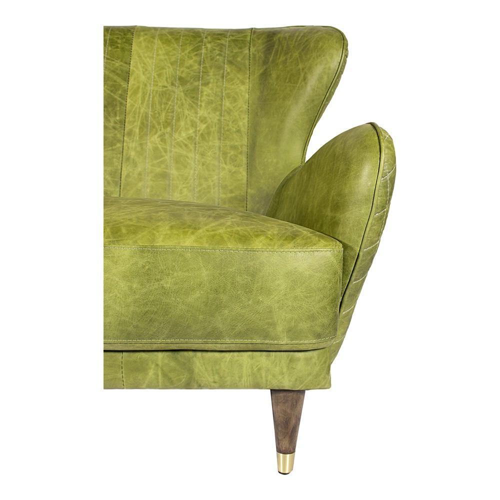 Moe's Home Collection Keaton Leather Loveseat Emerald