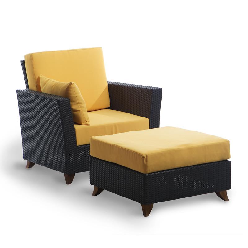 All Things Cedar Rattan Deep Chair/Ottoman Set