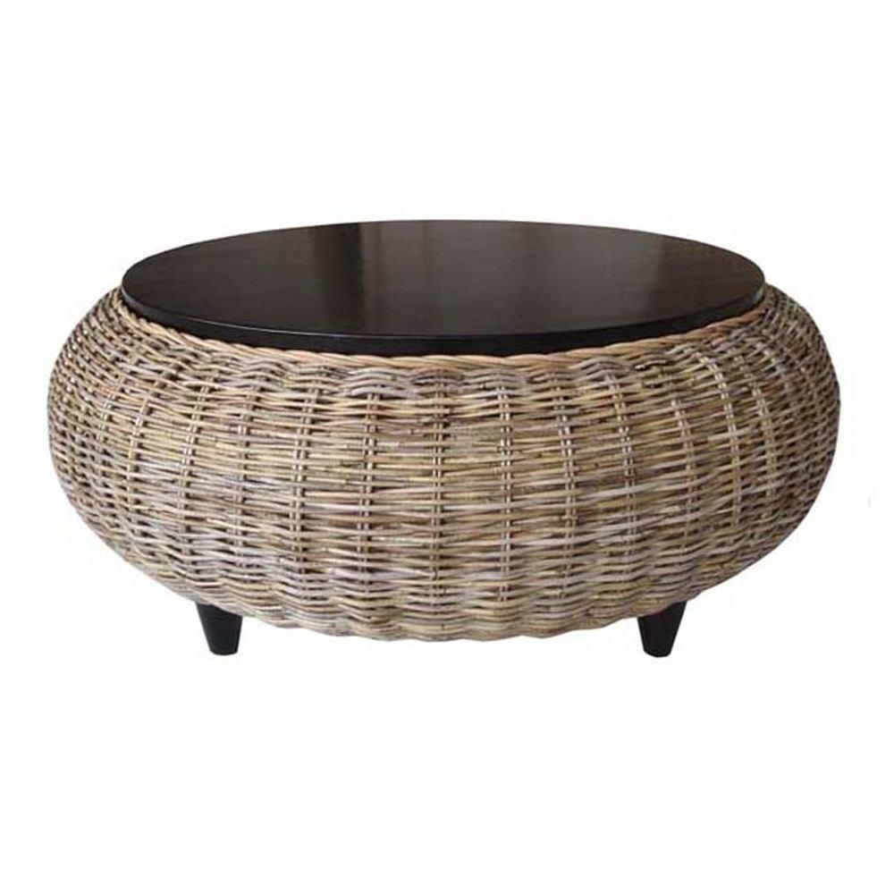 Padma's Plantation Paradise Ottoman With Wood Top