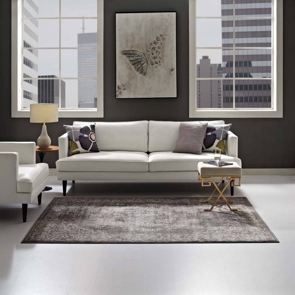 Modway Gamela Rustic Vintage Ornate Floral Medallion 8x10 Area Rug | Rugs |