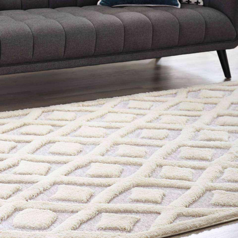 Modway Whimsical Morsel Abstract Diamond Lattice 5x8 Shag Area Rug | Rugs | Modishstore-8