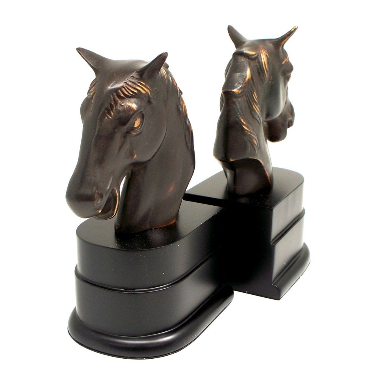 Bey-Berk Bronzed Brass Horse Bookend