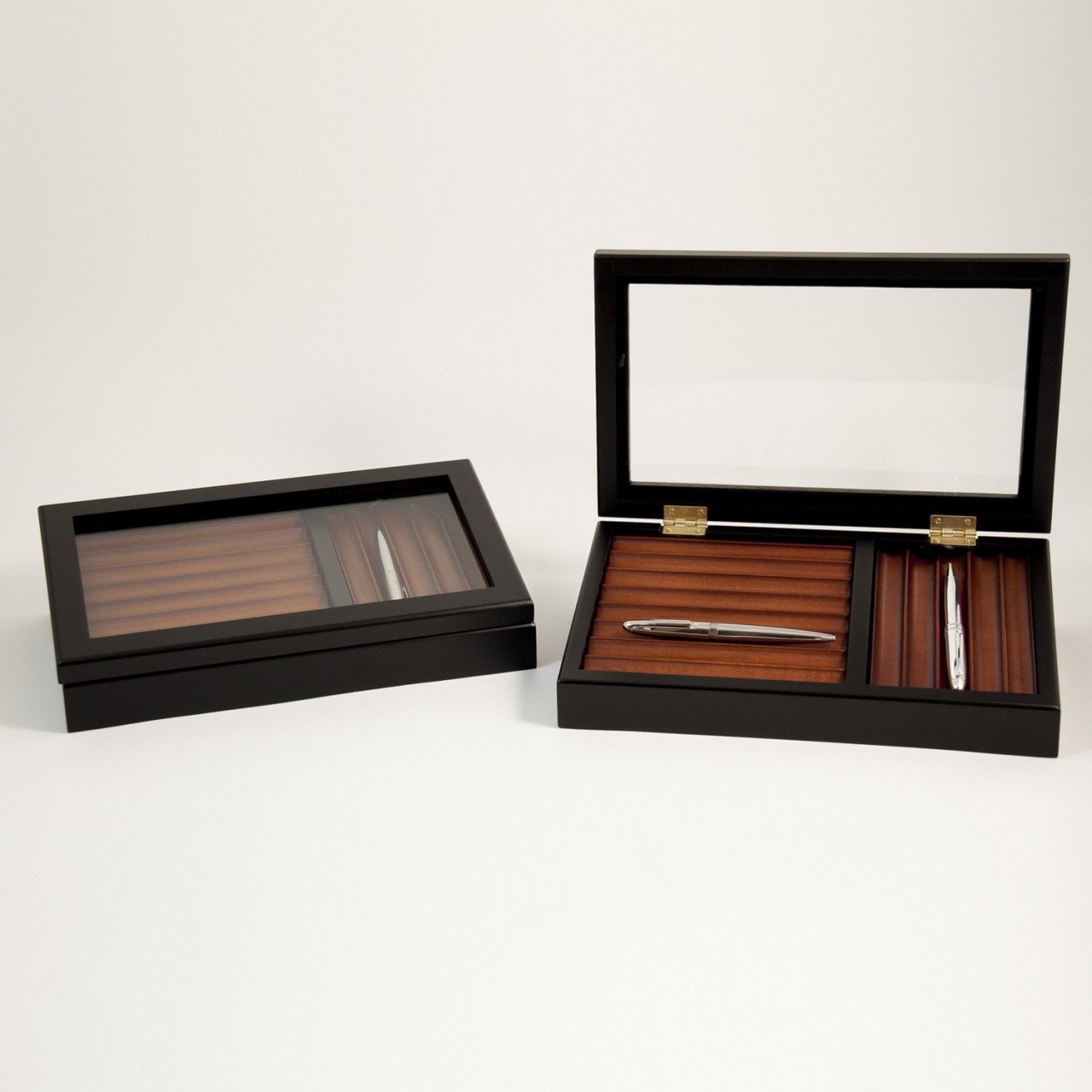 Bey-Berk Black & Burgundy 13 Slot Pen Box