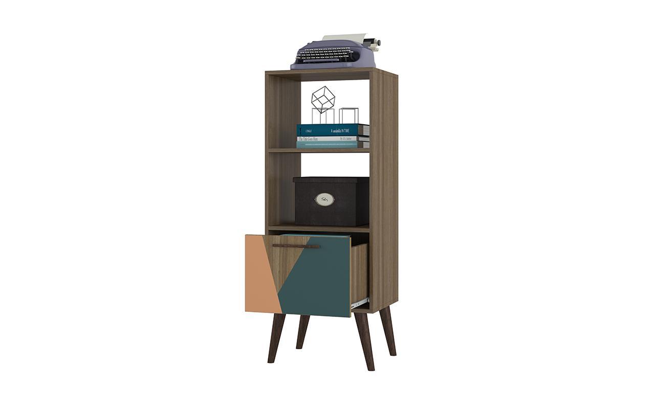 Manhattan Comfort Sami 2.0 Double Bookcase with 1- Drawer