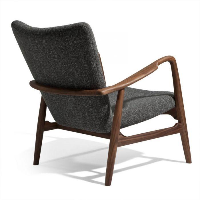 Aeon Furniture Addison Lounge Chair - Walnut Frame & Grey Fabric