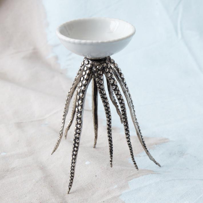 Tozai Home Silver Plated Octopus Pillar Candleholder