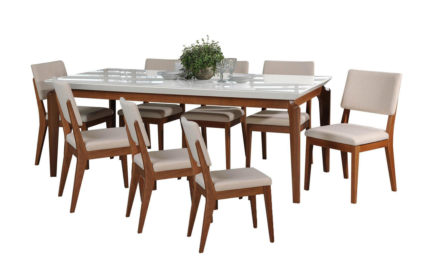 Manhattan Comfort 9-Piece Payson 82.67" and Dover Dining Set with 8 Dining Chairs
