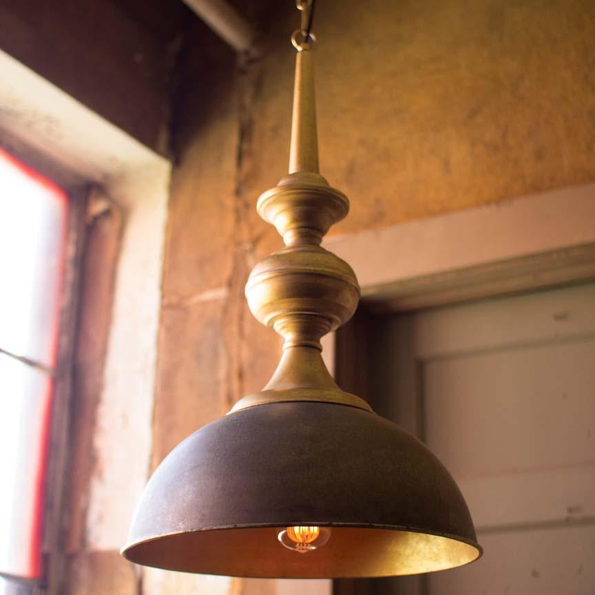 Kalalou Metal Pendant Light With Antique Gold Finish