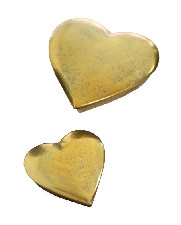 Kalalou Cast Aluminum Heart Boxes - Set Of 2