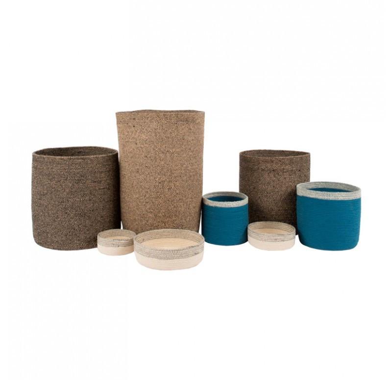 Gold Leaf Design Group Indigo Cylinder Basket - Set/2