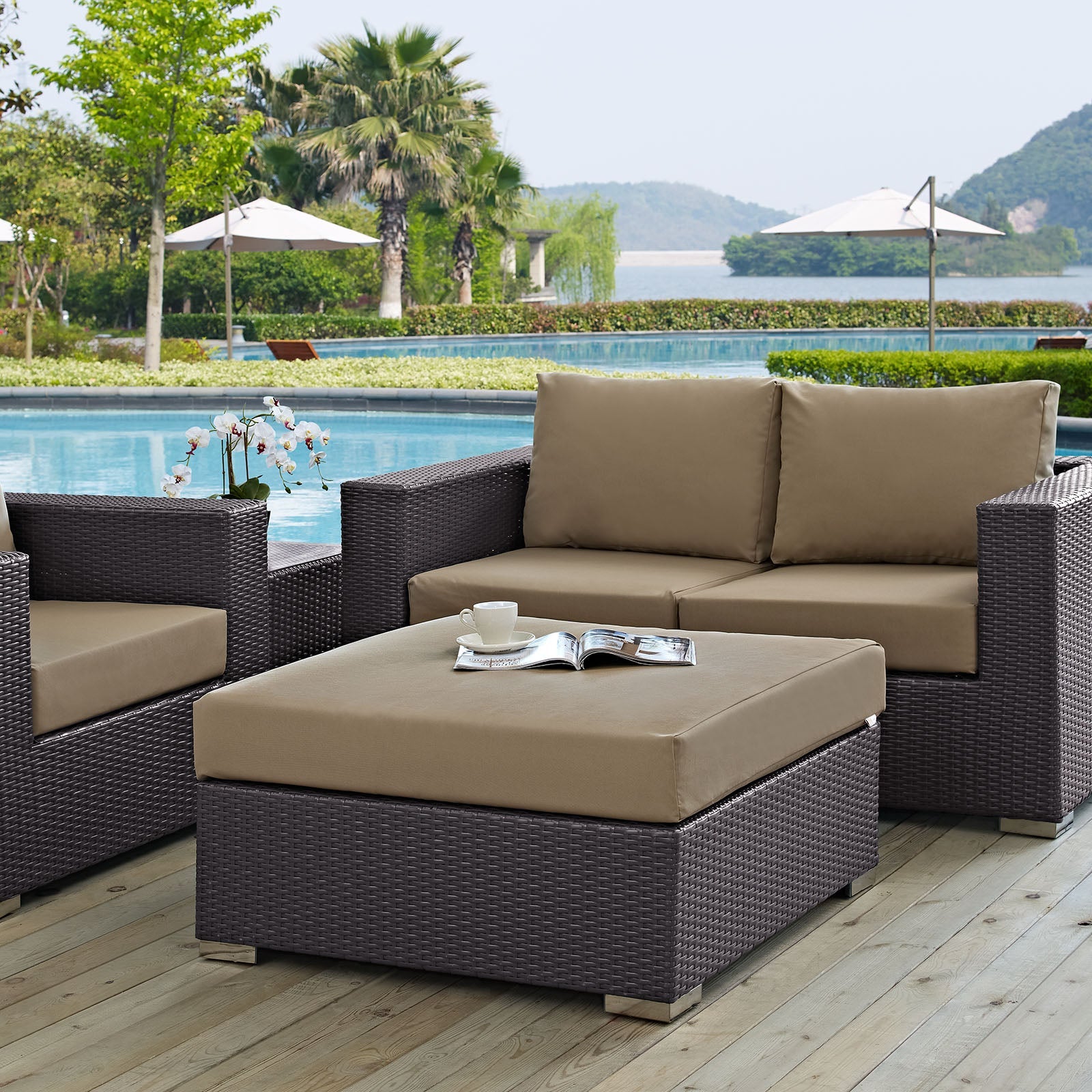Convene Outdoor Patio Large Square Ottoman By Modway - EEI-1845 | Outdoor Ottomans