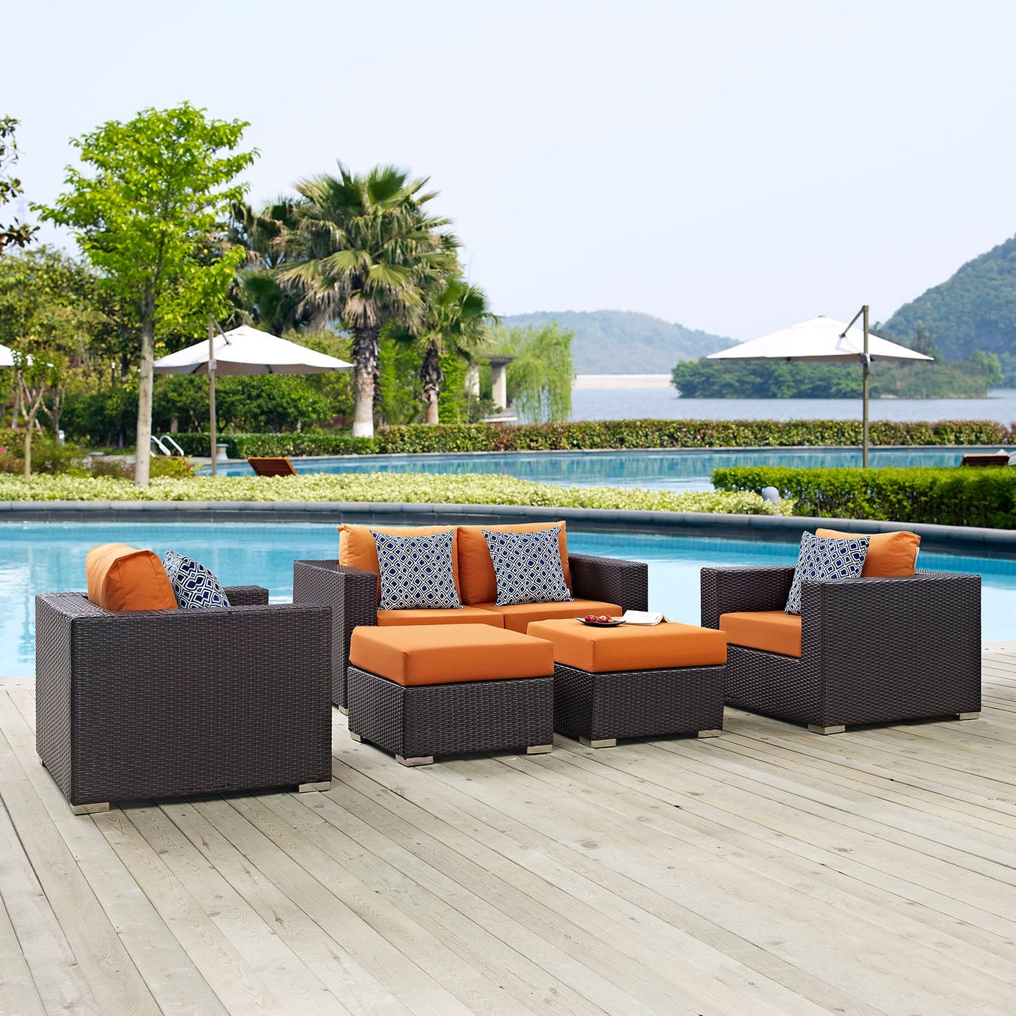 Convene 5 Piece Outdoor Patio Sofa Set By Modway - EEI-2351 | Outdoor Sofas, Loveseats & Sectionals - 12