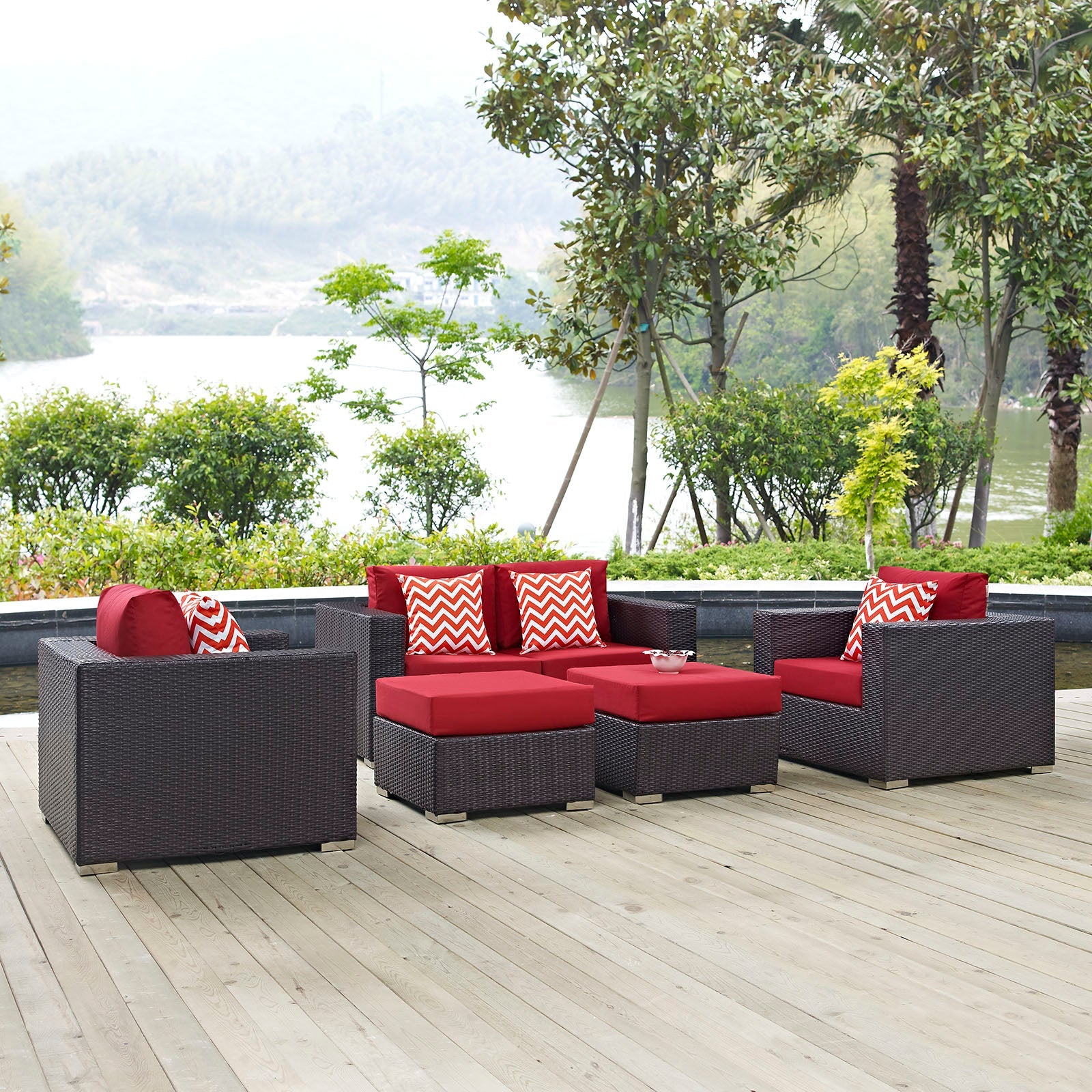 Convene 5 Piece Outdoor Patio Sofa Set By Modway - EEI-2351 | Outdoor Sofas, Loveseats & Sectionals - 18