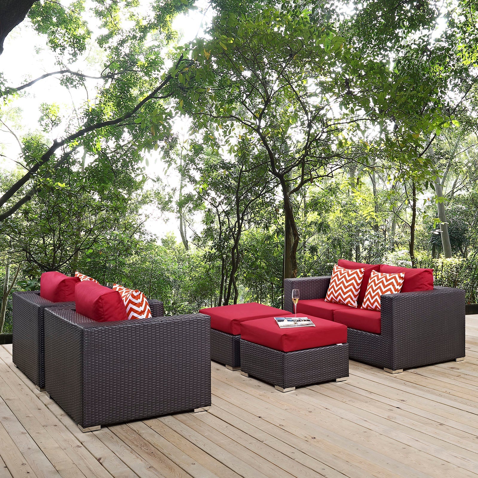 Convene 5 Piece Outdoor Patio Sofa Set By Modway - EEI-2351 | Outdoor Sofas, Loveseats & Sectionals - 19