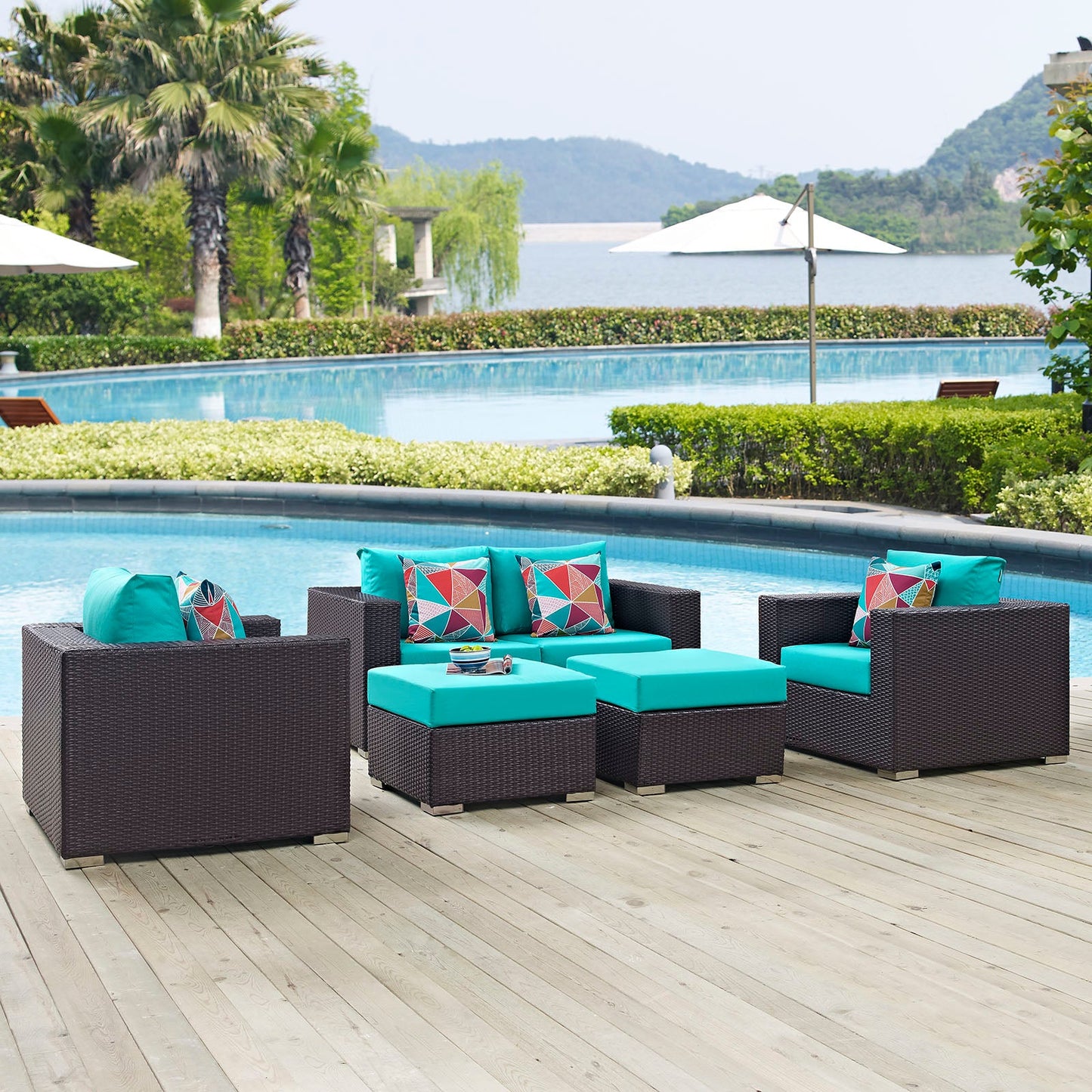 Convene 5 Piece Outdoor Patio Sofa Set By Modway - EEI-2351 | Outdoor Sofas, Loveseats & Sectionals - 24