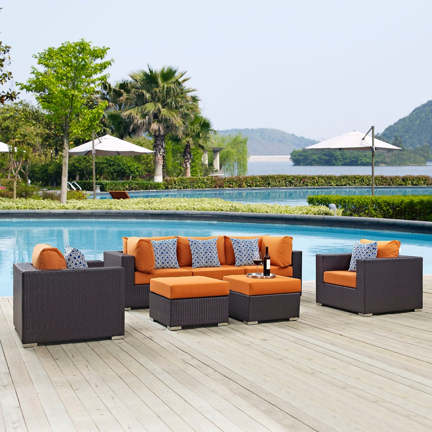 Convene 7 Piece Outdoor Patio Sectional Set By Modway - EEI-2365 | Outdoor Sofas, Loveseats & Sectionals - 13