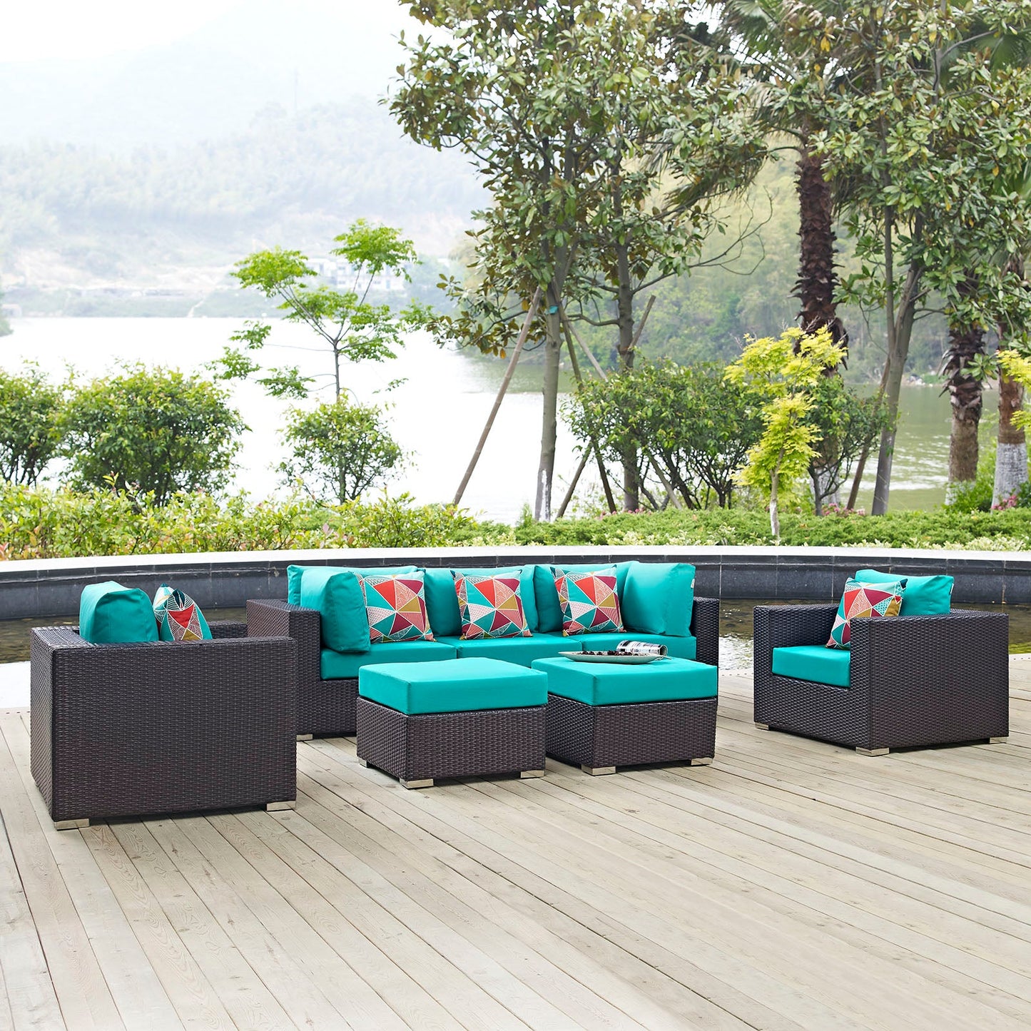 Convene 7 Piece Outdoor Patio Sectional Set By Modway - EEI-2365 | Outdoor Sofas, Loveseats & Sectionals - 25