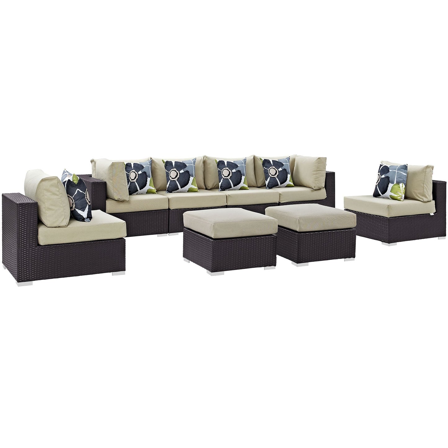 Convene 8 Piece Outdoor Patio Sectional Set By Modway - EEI-2369 | Outdoor Sofas, Loveseats & Sectionals - 2