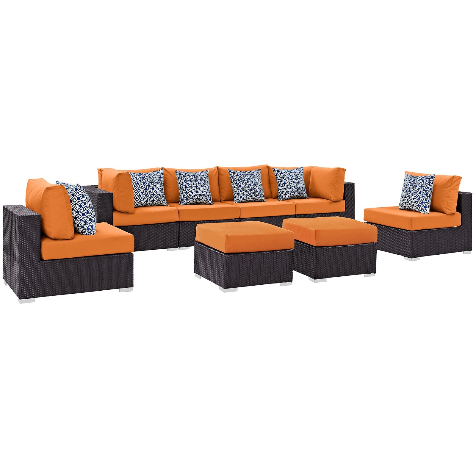 Convene 8 Piece Outdoor Patio Sectional Set By Modway - EEI-2369 | Outdoor Sofas, Loveseats & Sectionals - 12