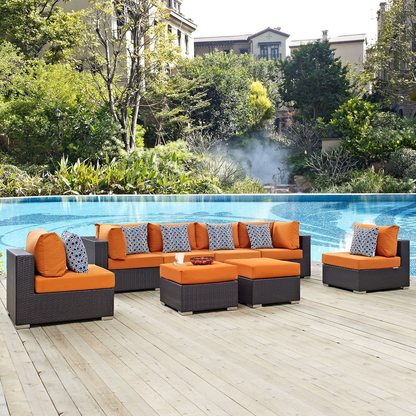 Convene 8 Piece Outdoor Patio Sectional Set By Modway - EEI-2369 | Outdoor Sofas, Loveseats & Sectionals - 11