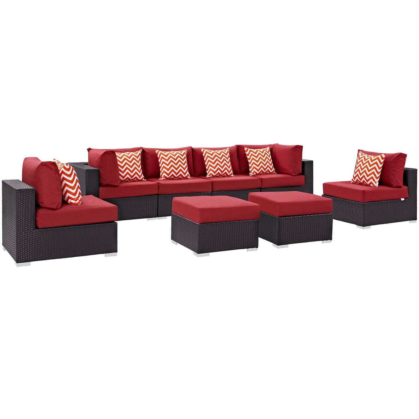 Convene 8 Piece Outdoor Patio Sectional Set By Modway - EEI-2369 | Outdoor Sofas, Loveseats & Sectionals - 17