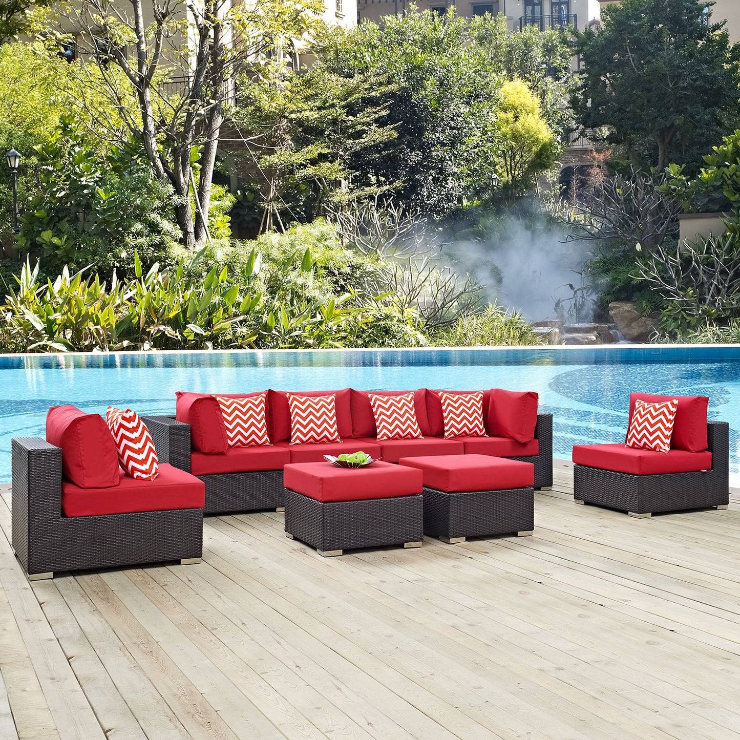 Convene 8 Piece Outdoor Patio Sectional Set By Modway - EEI-2369 | Outdoor Sofas, Loveseats & Sectionals - 16