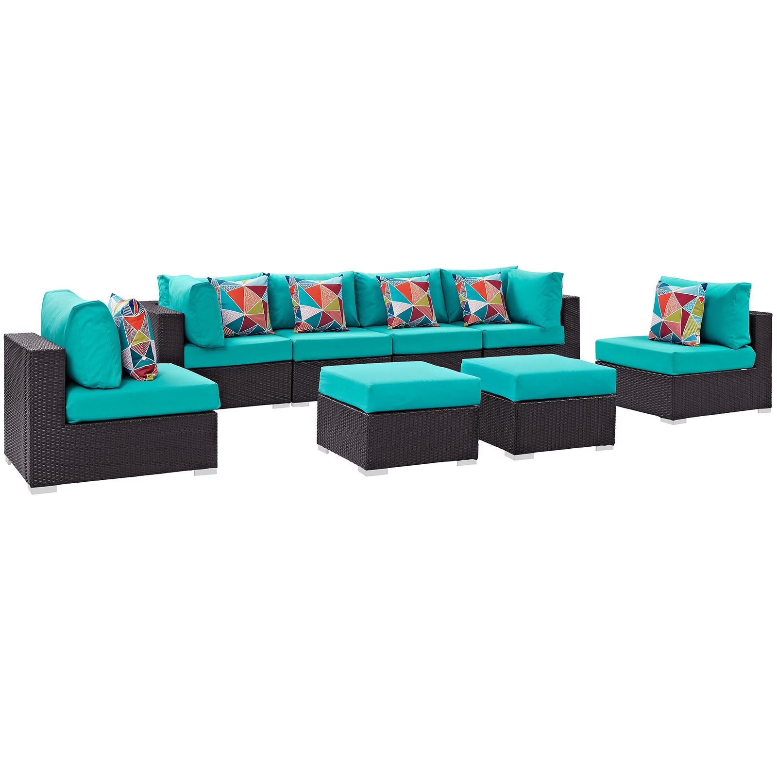 Convene 8 Piece Outdoor Patio Sectional Set By Modway - EEI-2369 | Outdoor Sofas, Loveseats & Sectionals - 22