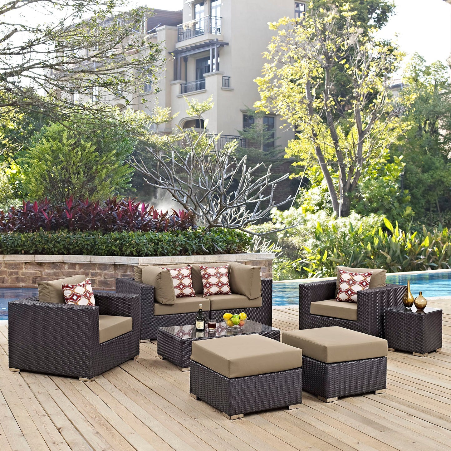 Convene 8 Piece Outdoor Patio Sectional Set By Modway - EEI-2371 | Outdoor Sofas, Loveseats & Sectionals - 9