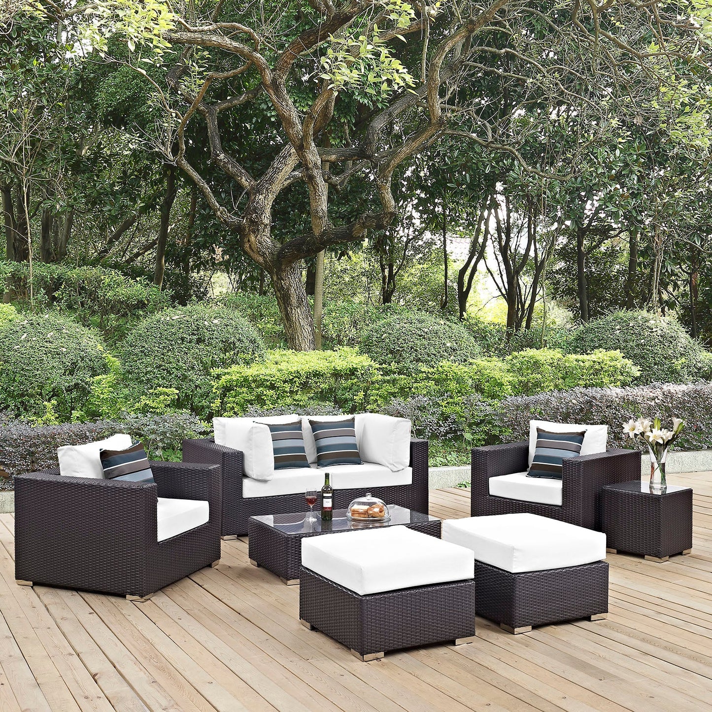 Convene 8 Piece Outdoor Patio Sectional Set By Modway - EEI-2371 | Outdoor Sofas, Loveseats & Sectionals - 49