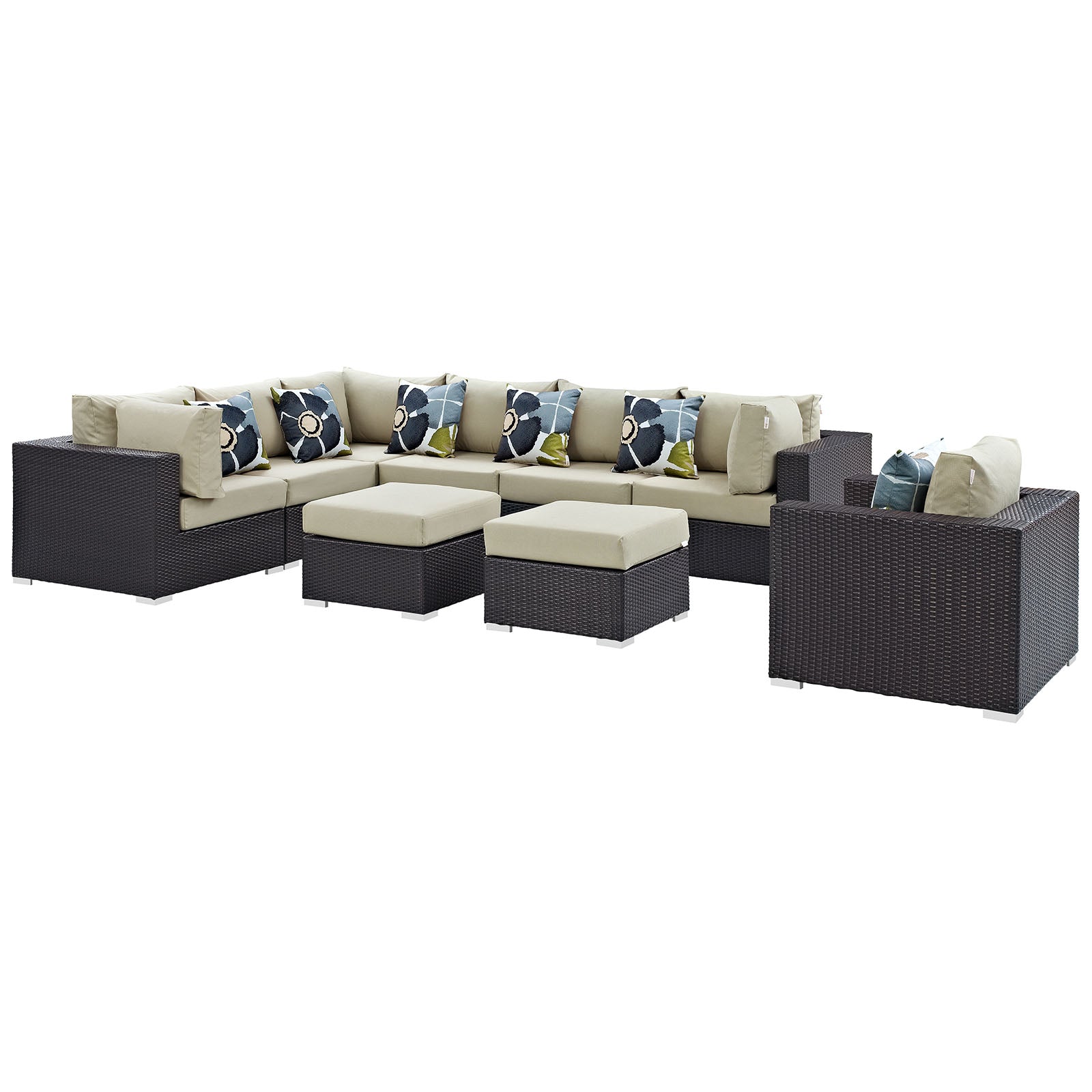 Convene 9 Piece Outdoor Patio Sectional Set By Modway - EEI-2373 | Outdoor Sofas, Loveseats & Sectionals - 2