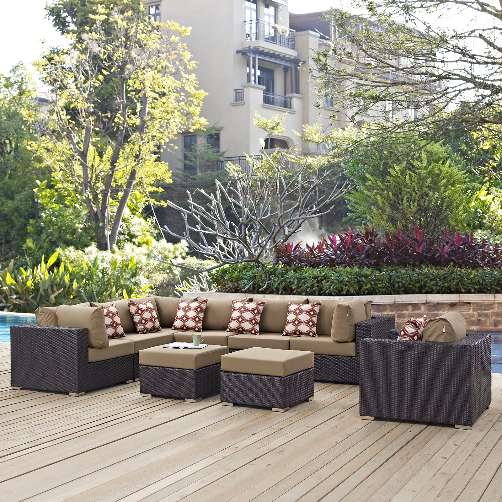 Convene 9 Piece Outdoor Patio Sectional Set By Modway - EEI-2373 | Outdoor Sofas, Loveseats & Sectionals - 7