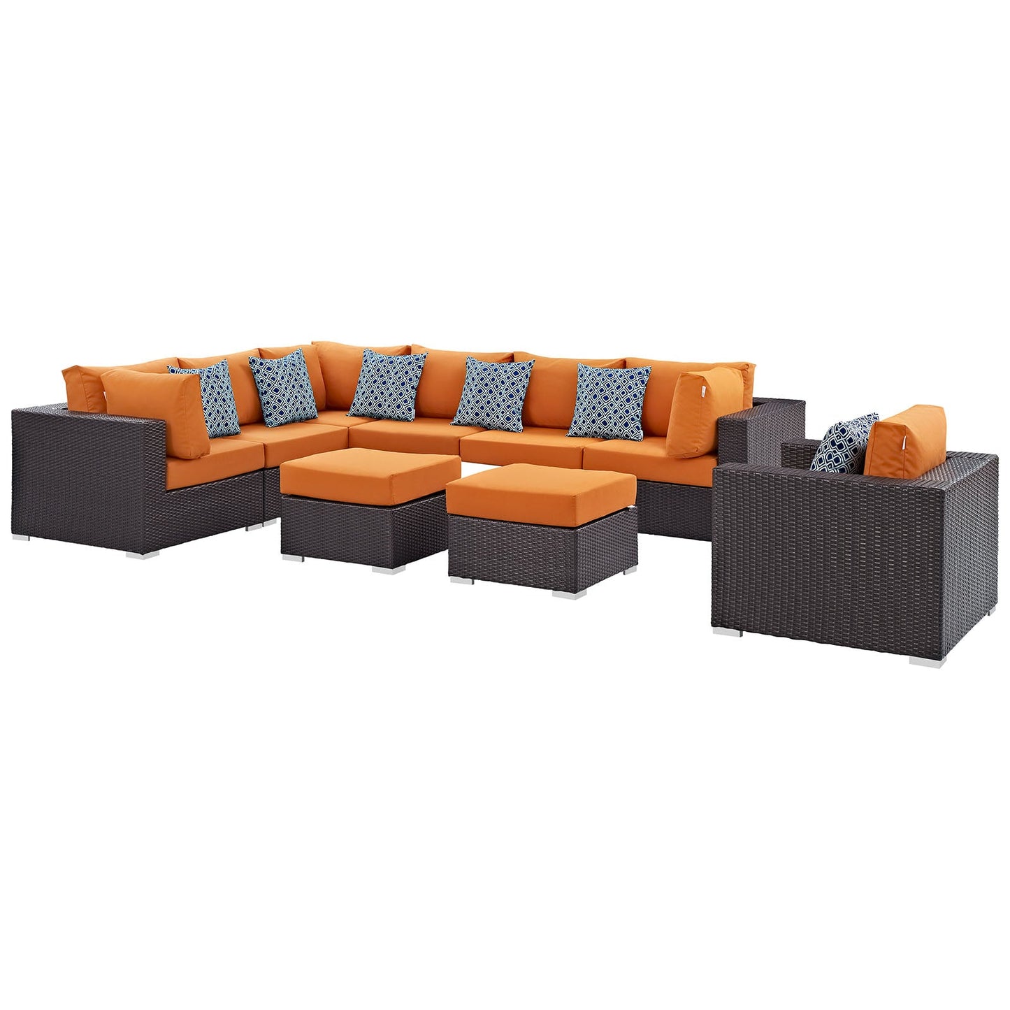 Convene 9 Piece Outdoor Patio Sectional Set By Modway - EEI-2373 | Outdoor Sofas, Loveseats & Sectionals - 14