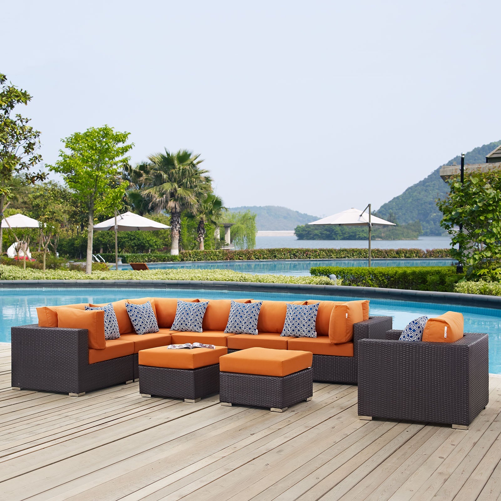 Convene 9 Piece Outdoor Patio Sectional Set By Modway - EEI-2373 | Outdoor Sofas, Loveseats & Sectionals - 13