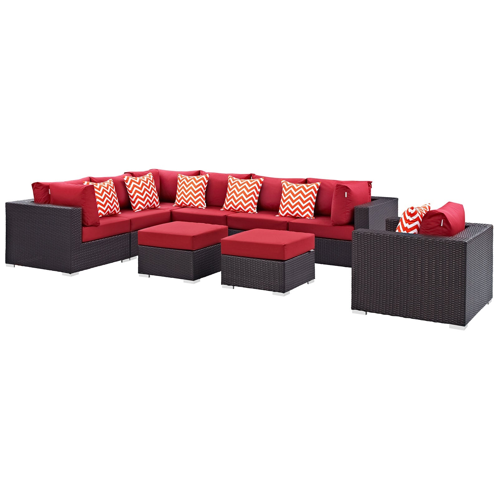 Convene 9 Piece Outdoor Patio Sectional Set By Modway - EEI-2373 | Outdoor Sofas, Loveseats & Sectionals - 20