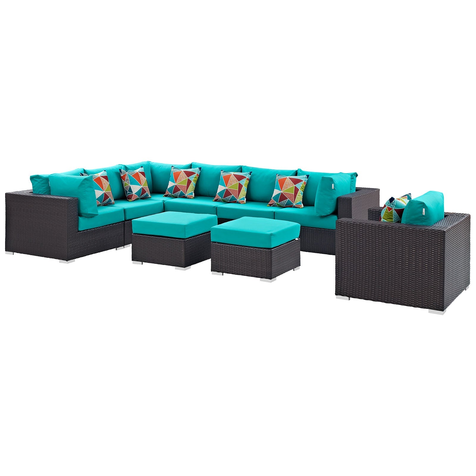 Convene 9 Piece Outdoor Patio Sectional Set By Modway - EEI-2373 | Outdoor Sofas, Loveseats & Sectionals - 26