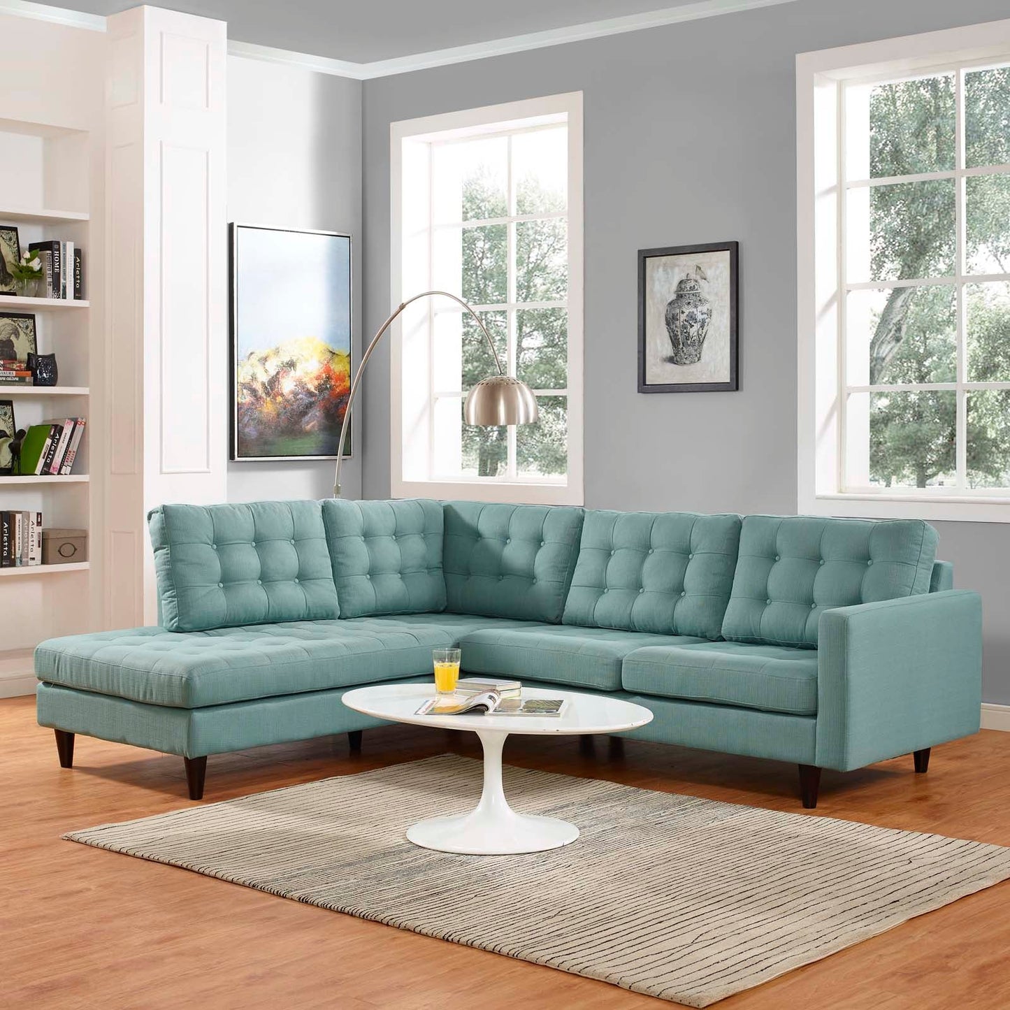 Empress 2 Piece Upholstered Fabric Left Facing Bumper Sectional By Modway - EEI-2798