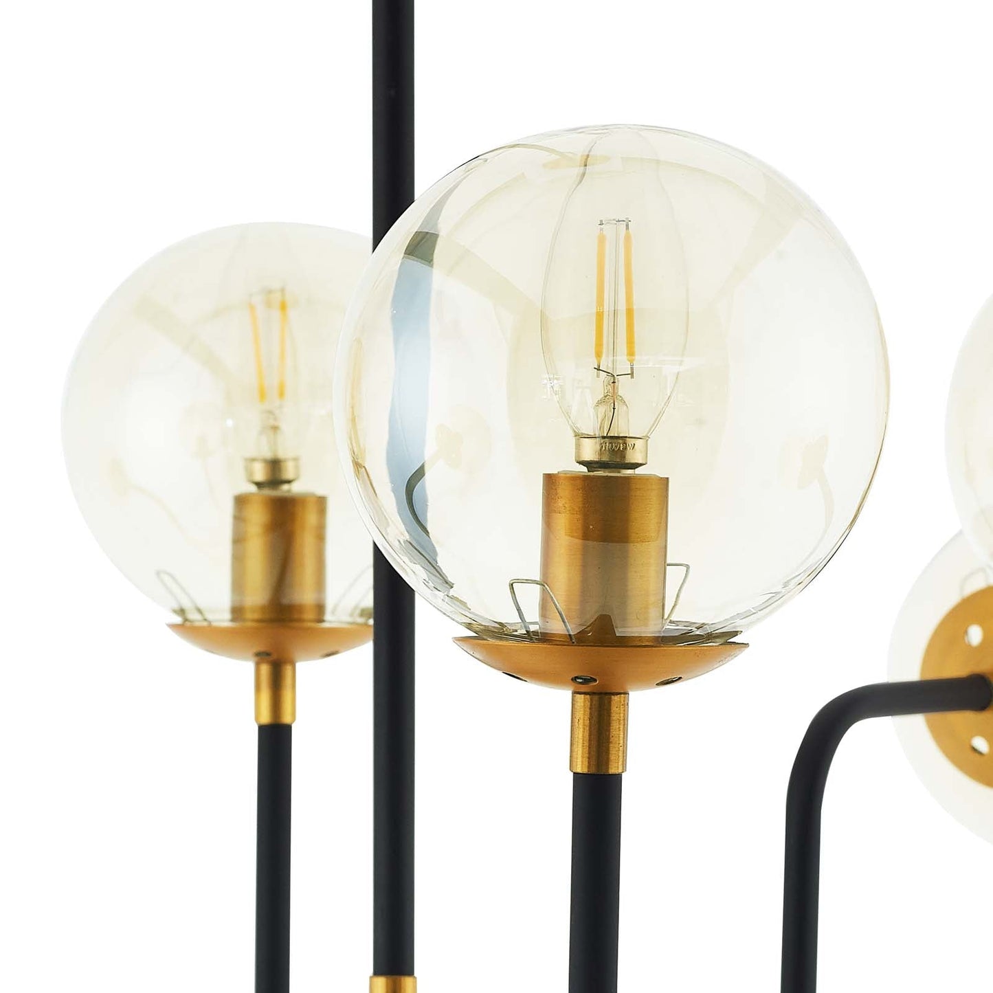Ambition Amber Glass And Antique Brass 12 Light Pendant Chandelier By Modway - EEI-2884 | Chandeliers - 3