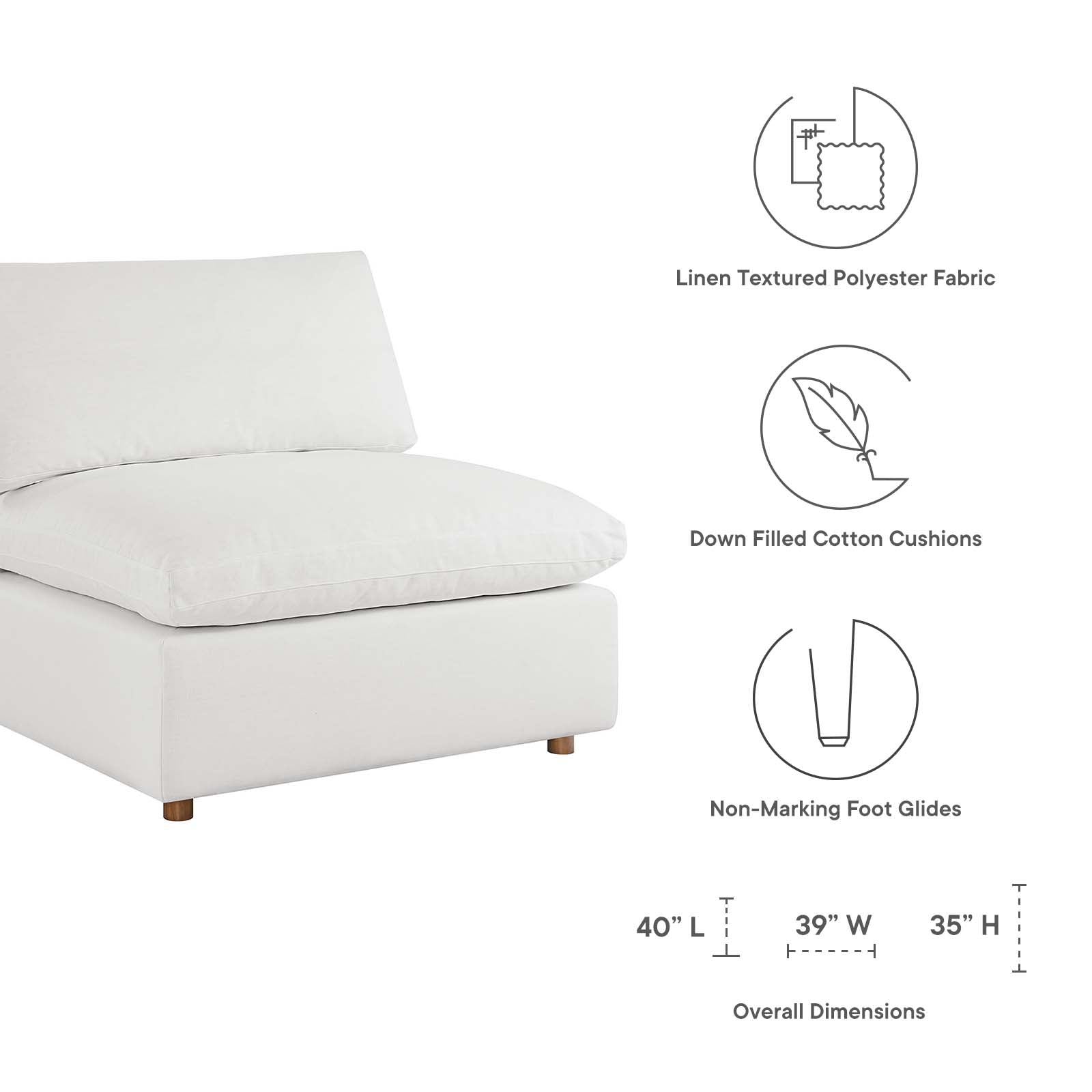 Commix Down Filled Overstuffed Armless Chair By Modway - EEI-3270 | Sofas - 8