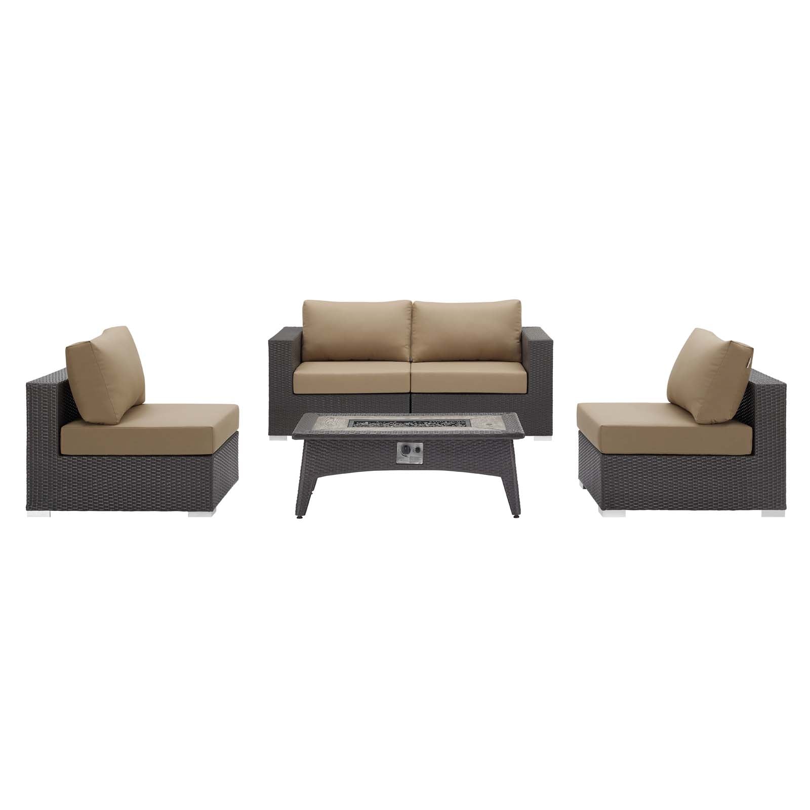 Convene 5 Piece Set Outdoor Patio with Fire Pit By Modway - EEI-3723 | Outdoor Sofas, Loveseats & Sectionals - 9