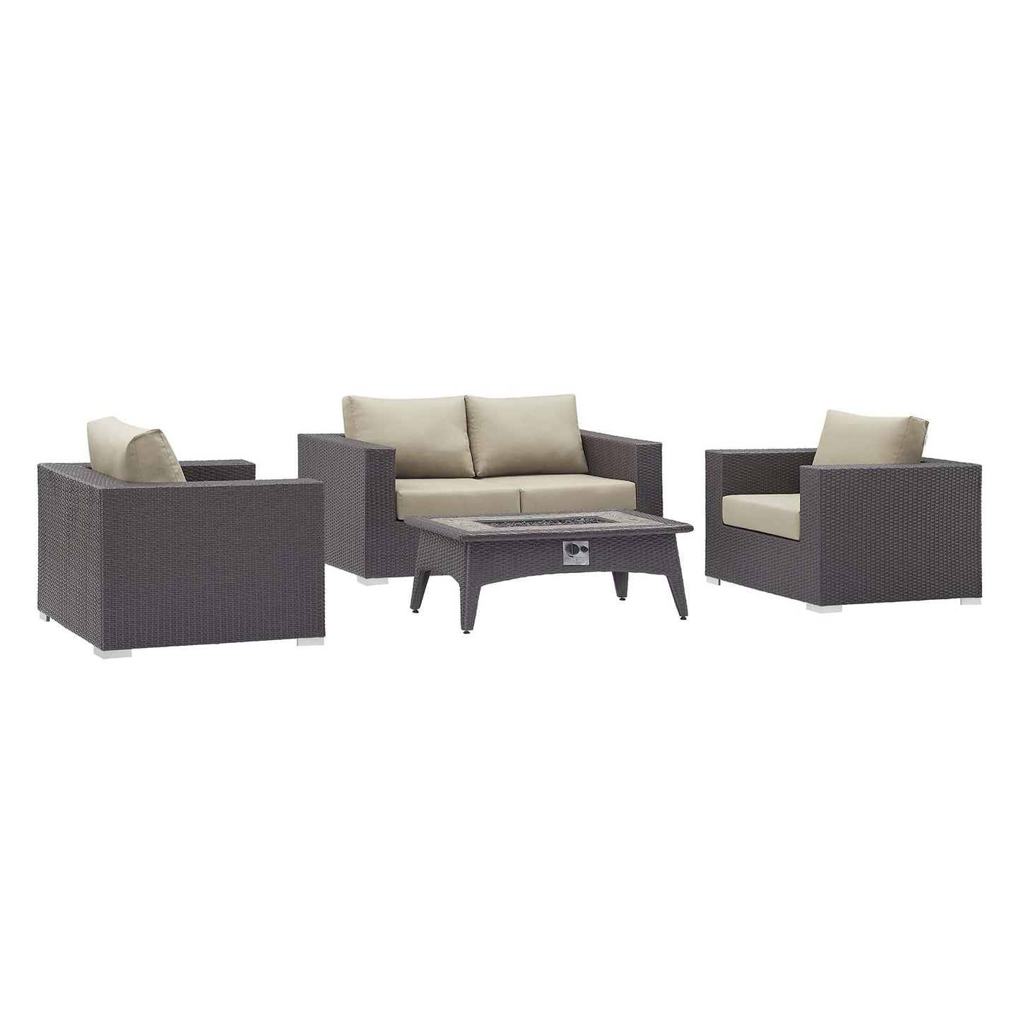 Convene 4 Piece Set Outdoor Patio with Fire Pit By Modway - EEI-3725 | Outdoor Sofas, Loveseats & Sectionals