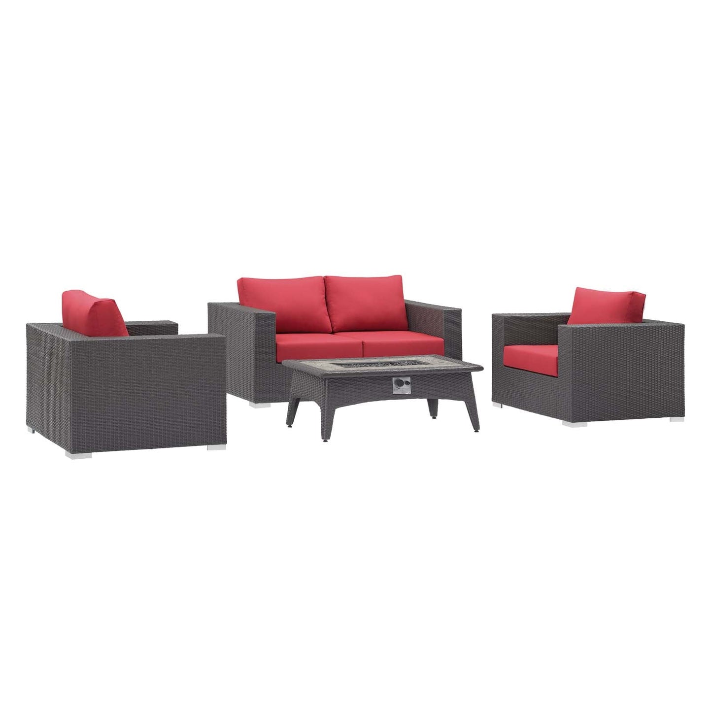 Convene 4 Piece Set Outdoor Patio with Fire Pit By Modway - EEI-3725 | Outdoor Sofas, Loveseats & Sectionals - 9