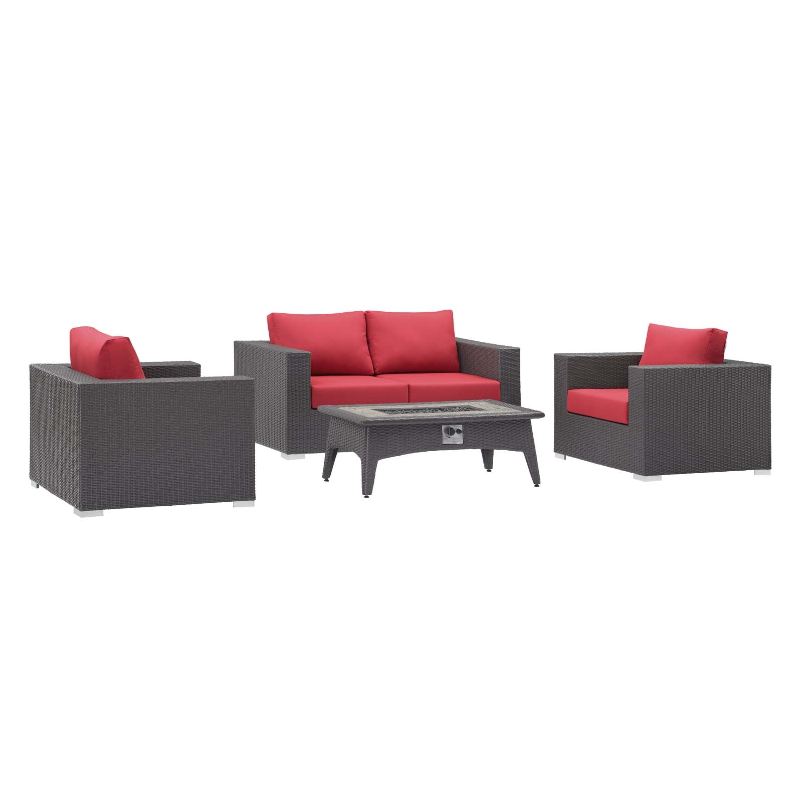 Convene 4 Piece Set Outdoor Patio with Fire Pit By Modway - EEI-3725 | Outdoor Sofas, Loveseats & Sectionals - 9
