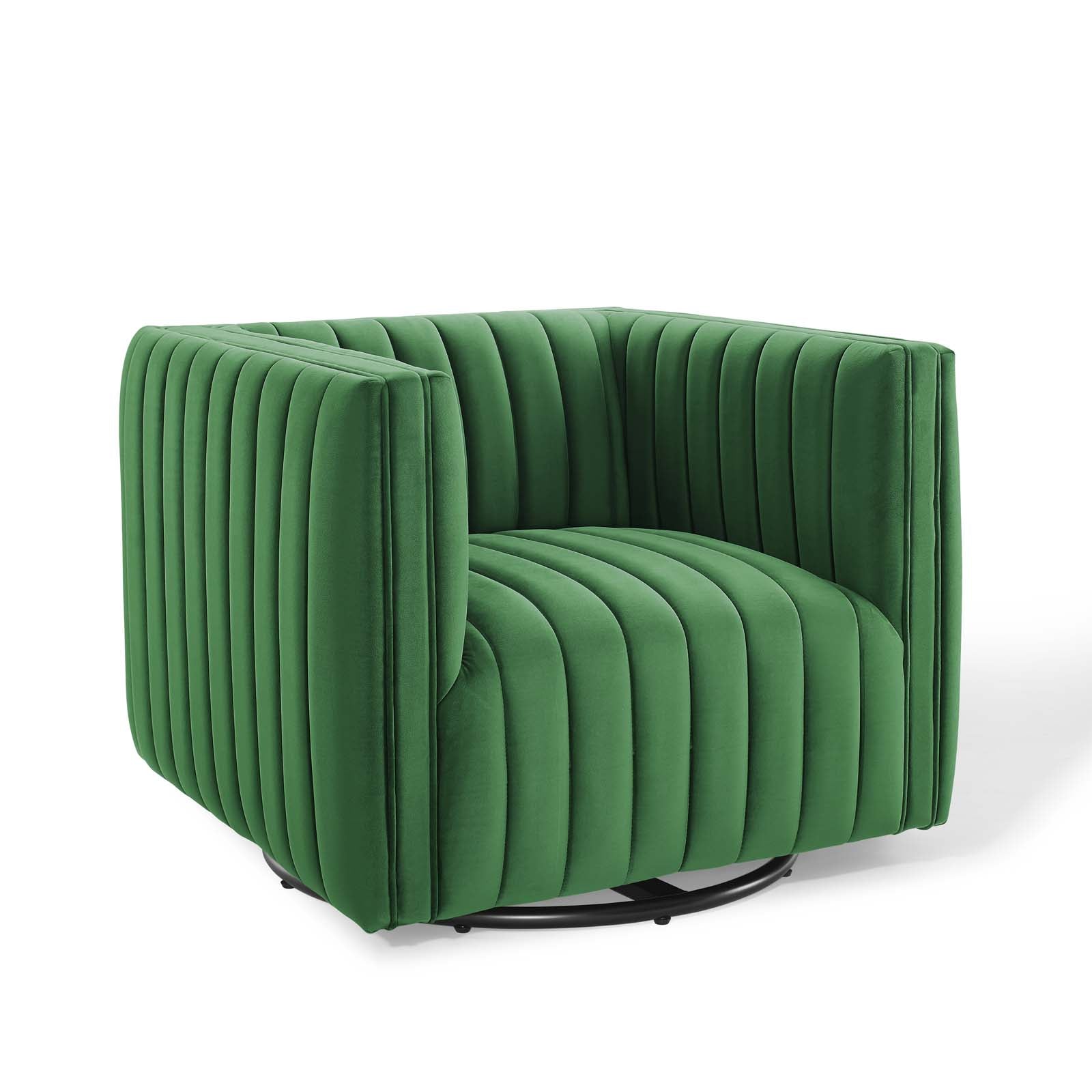 Conjure Channel Tufted Performance Velvet Swivel Armchair By Modway - EEI-3883 | Armchairs - 2