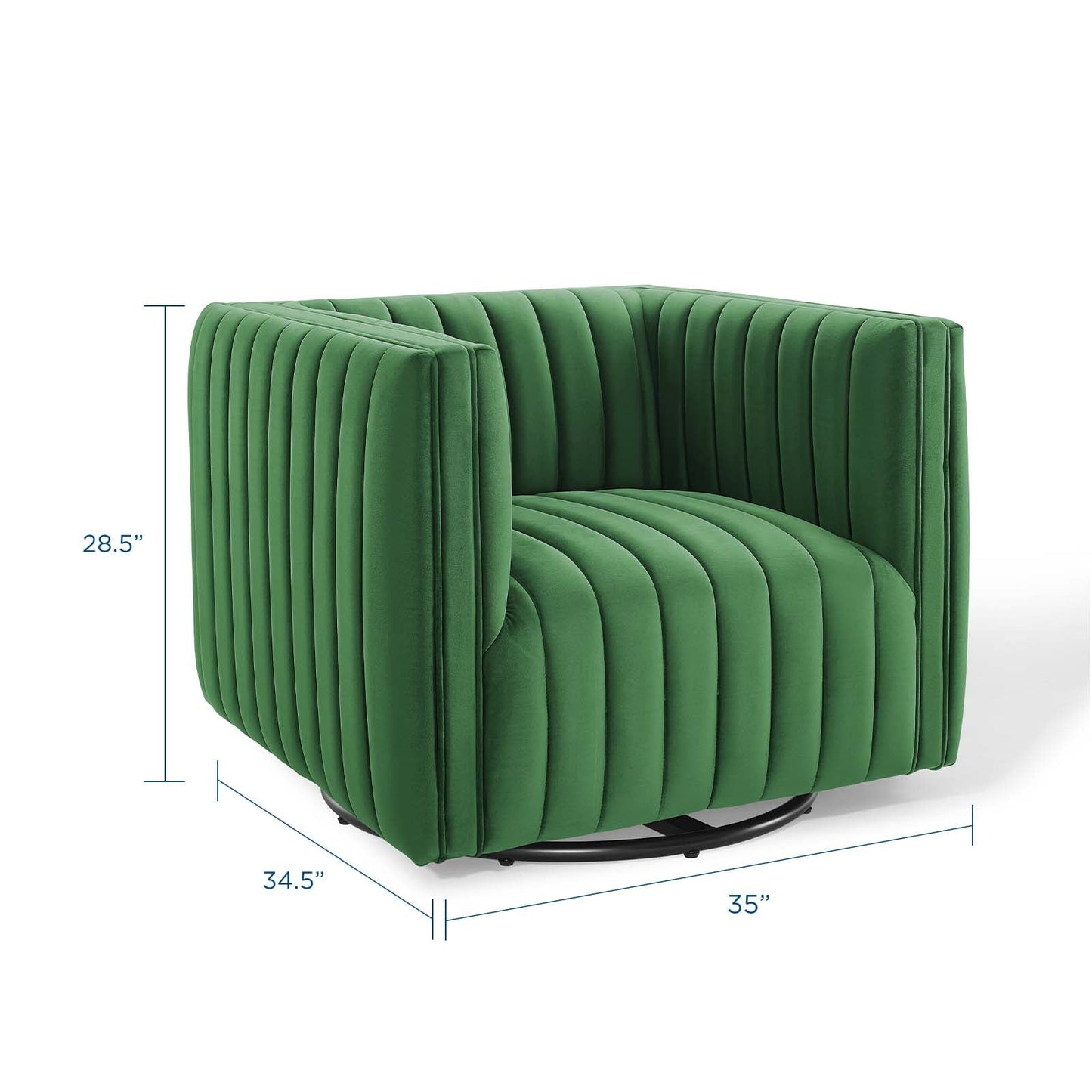 Conjure Channel Tufted Performance Velvet Swivel Armchair By Modway - EEI-3883 | Armchairs - 3