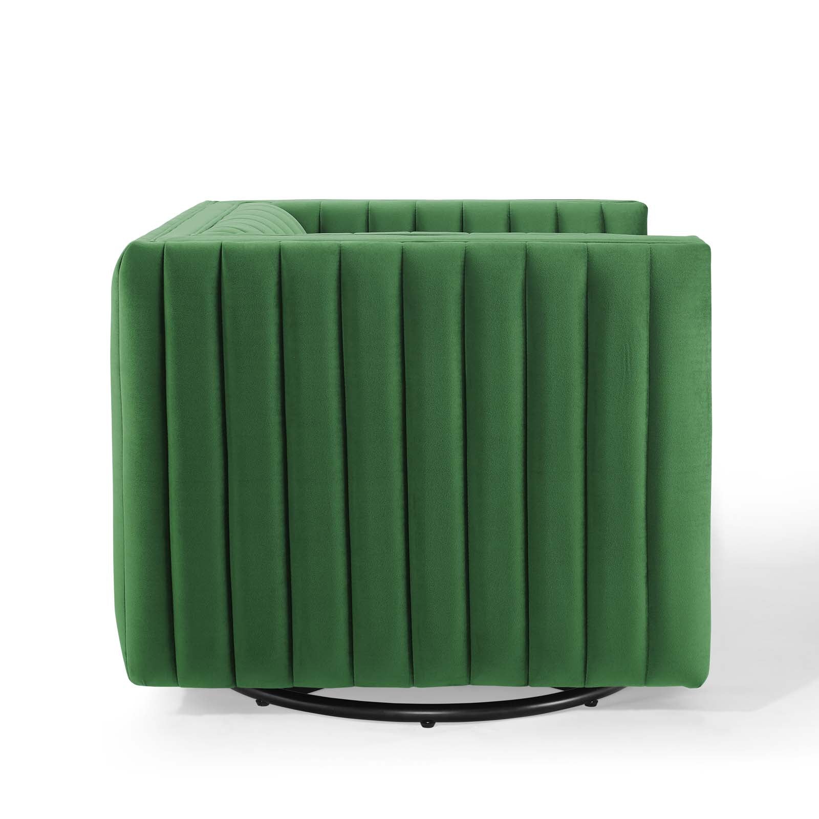 Conjure Channel Tufted Performance Velvet Swivel Armchair By Modway - EEI-3883 | Armchairs - 4